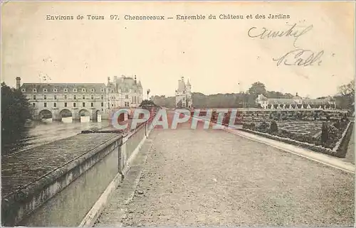 Cartes postales Environs de Tours Chenonceaux Ensemble du Chateau et des Jardins