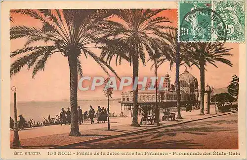 Cartes postales Nice Palais de la Jetee entre les Palmiers Promenade des Etats Unis