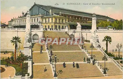 Cartes postales Marseille Gare et Escalier Monumental