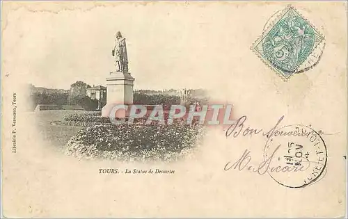 Cartes postales Tours La Statue de Descartes (carte 1900)