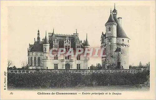 Cartes postales Chateau de Chenonceaux Entree principale et le Donjon