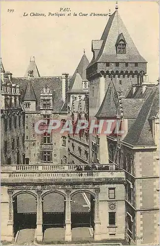 Cartes postales Pau Le Chateau Portiques et la Cour d'Honneur
