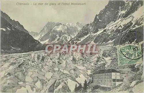 Cartes postales Chamonix La Mer de Glace et l'Hotel Montanvert