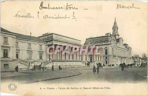 Cartes postales Tours Palais de Justice et Nouvel Hotel de Ville