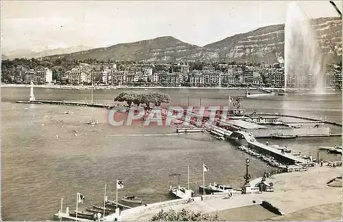 Cartes postales moderne Geneve La Jetee des Paquis Le Jet d'Eau (120 m) et le Mont Blanc (4810 m)