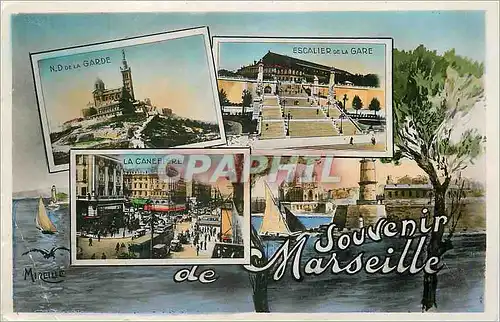 Ansichtskarte AK Souvenir de Marseille ND de la Garde Escalier de la Gare La Canebiere