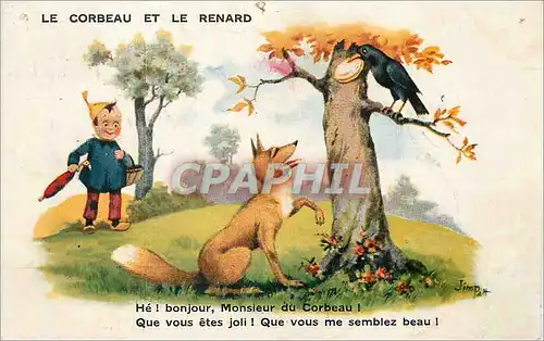 Moderne Karte Le Corbeau et le Renard La Fontaine