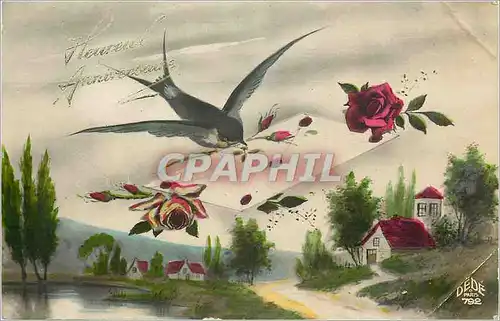 Cartes postales Heureux Anniversaire Hirondelle Oiseau
