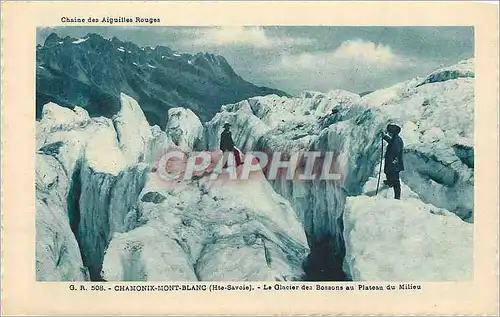 Ansichtskarte AK Chamonix Mont Blanc (Hte Savoie) Chaine des Aiguilles Rouges Le Glacier Alpinisme