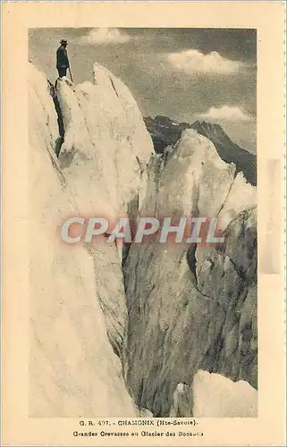 Ansichtskarte AK Chamonix (Hte Savoie) Grandes Crevasses au Glacier Alpinisme