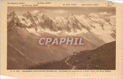 Ansichtskarte AK Chamonix Mont Blanc (Hte Savoie) Chaine des Aiguilles et le Mont Blanc vue de la Flegere Charmoz