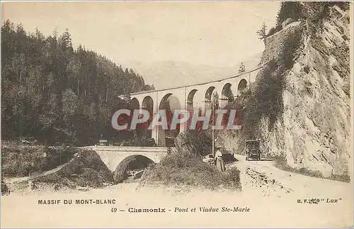 Ansichtskarte AK Massif du Mont Blanc Chamonix Pont et Viaduc Ste Marie Automobile