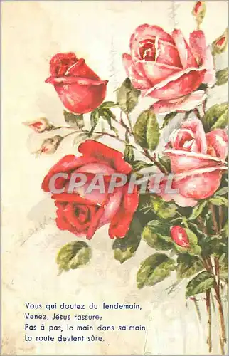 Cartes postales Vous qui doutez du Lendemain Venez Jesus Rassure Pas a pas La Main dans sa main