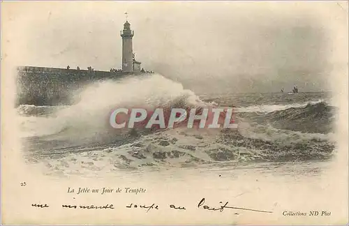 Ansichtskarte AK La Jetee un Jour de Tempete Phare