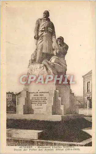 Ansichtskarte AK Auxerre Monument Charles Surugue Doyen des Poilus des Armesees Alliees (1914 1918) Militaria