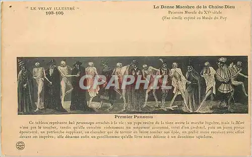 Ansichtskarte AK Le Velay Illustre 103 105 La Danse Macabre de la Chaise Dieu Peinture Murale du XVe Siecle