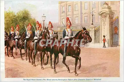 Cartes postales The Royal Horse Guards (The Blues) Passing Buckingham Palace after Changing Guard at Whitchall M