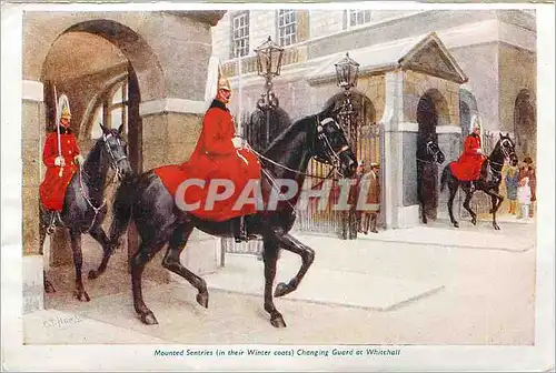 Cartes postales Mounted Sentries (in their Winter Coots) Changing Guard at Whitchall Militaria