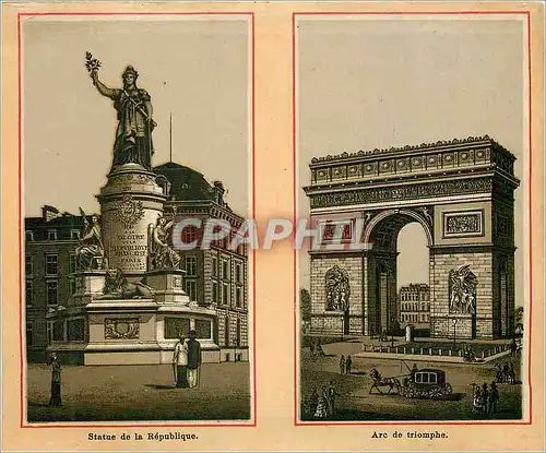 Cartes postales Statue de la Republique et Arc de Triomphe