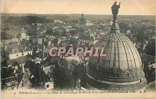 Ansichtskarte AK Tours (I et L) Le Dome de la Basilique St Martin et vue Generale vers l'Hotel de Ville