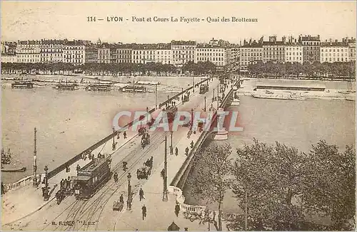 Cartes postales Lyon Pont et Cours La Fayette Quai des Brotteaux Tramway