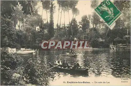 Cartes postales Enghien les Bains Un Coin du Lac Barque Bateau