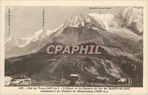 Cartes postales Col de Voza (1675 m) L'Hotel  et le Chemin de Fer du Mont Blanc Conduisant au Glacier de Bionnas