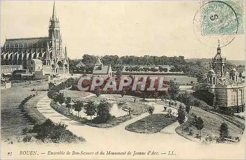 Cartes postales Rouen Ensemble de Bonsecours et du Monument de Jeanne d'Arc