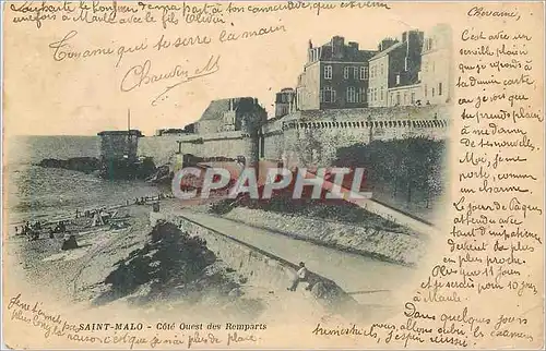 Ansichtskarte AK Saint Malo Cote Ouest des Remparts (carte 1900)