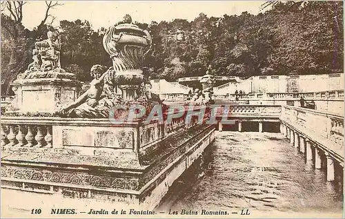 Ansichtskarte AK Nimes Jardin de la Fontaine Les Bains Romains