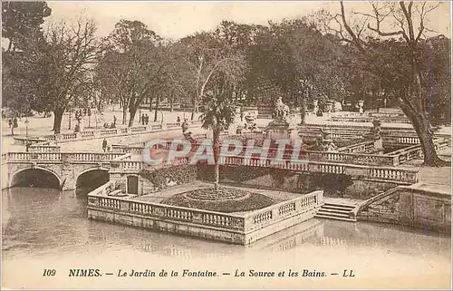 Cartes postales Nimes Le Jardin de la Fontaine La Source et les Bains