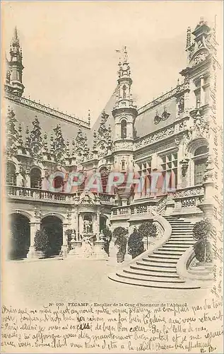 Cartes postales Fecamp Escalier de la Cour d'Honneur de l'Abbaye (carte 1900)
