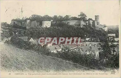 Ansichtskarte AK Chinon Vue Generale (Cote Nord Ouest) des Ruines des Chateaux