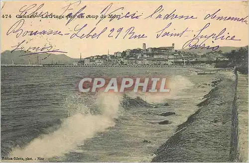 Cartes postales Cannes La Plage par un Coup de Mer