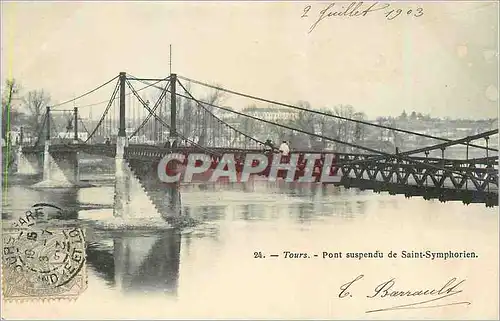 Cartes postales Tours Pont Suspendu de Saint Symphorien (carte 1900)