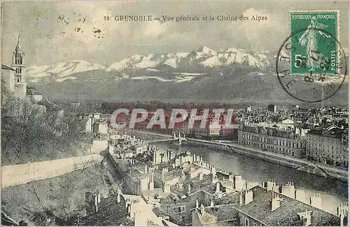 Cartes postales Grenoble vue Generale et la Chaine des Alpes