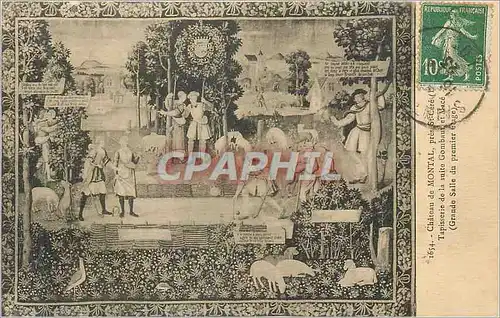 Cartes postales Chateau de Montal Pres St Cere Tapisserie de la suite Gombaut et Mace Grande salle au premier et