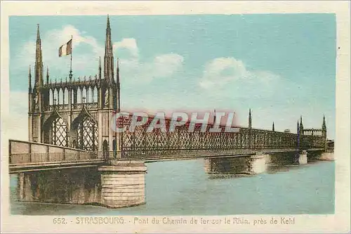 Ansichtskarte AK Strasbourg Pont du Chemin de Fer sur le Rhin pres de Kehl