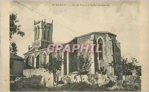 Cartes postales Beaumont (M et M) l'Eglise Bombardee Militaria