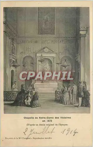 Cartes postales Chapelle de Notre Dame des Victoires en 1873