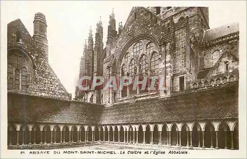 Cartes postales Abbaye du Mont Saint Michel le Cloitre et l'Eglise Abbatiale