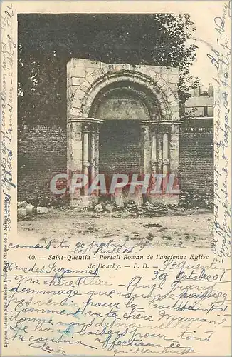 Cartes postales Saint Quentin Portail Romain de l'ancienne Eglise de Douchy (carte 1900)