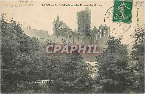 Cartes postales Laon La Cathedrale vue des Promenades du Nord
