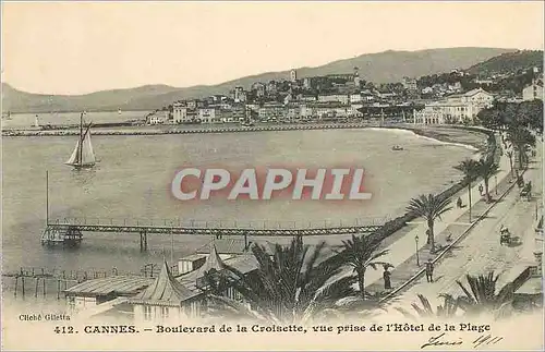 Cartes postales Cannes Boulevard de la Croisette vue prise de l'Hotel de la Plage