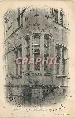 Cartes postales Dreux Details d'Architecture de l'Hotel de Ville (carte 1900)