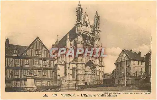 Ansichtskarte AK Vernon L'Eglise et Vieille Maison