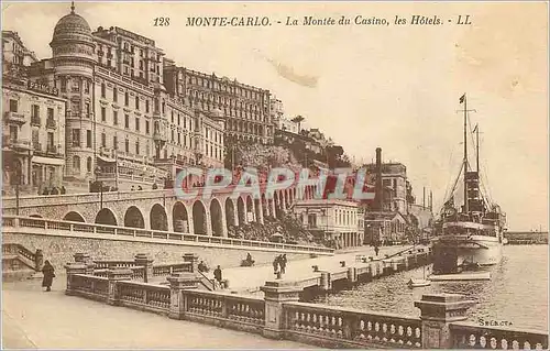 Cartes postales Monte Carlo La Montee du Casino Les Hotels Bateau