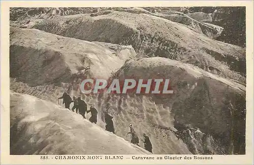 Ansichtskarte AK Chamonix Mont Blanc Caravane au Glacier des Bossons Alpinisme