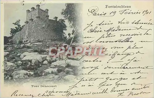 Cartes postales Fontainebleau Tour Denecourt (carte 1900)