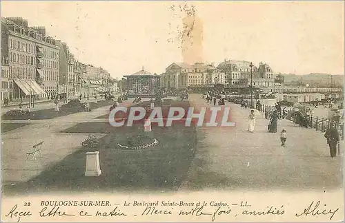 Cartes postales Boulogne sur Mer Le Boulevard Sainte Beuve et le Casino (carte 1900)